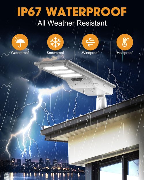 12000W Solar Street Light Outdoor Waterproof, Flood Light Dusk to Dawn with 60,000mAh LiFePO4 Battery & Motion Sensor, LED Security Lights Solar Powered for Parking Lot/Yard/Garage (8+ Years Lifespan)
