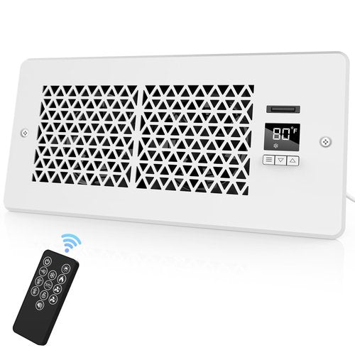 MATULSA Register Booster Fan for 4" x 10" Register Holes with Remote Control and Thermostat, 10-Speeds Floor Vent Fans Booster - Enhances AC Heating&Cooling Airflow, Quiet Air Duct Fan for Wall, White