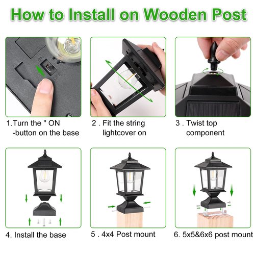 Solar Post Cap Lights,Waterproof Outdoor Light for 4x4 Wooden Posts, Solar Lights with Glass Shade for Deck Fence Patio Post Decor,Matte Black (2 Pack)