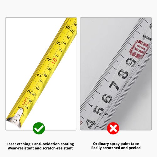 33ft Tape Measure, Self-Locking Telescopic Measure Tape, Easy to Read, Heavy Duty Measuring Too