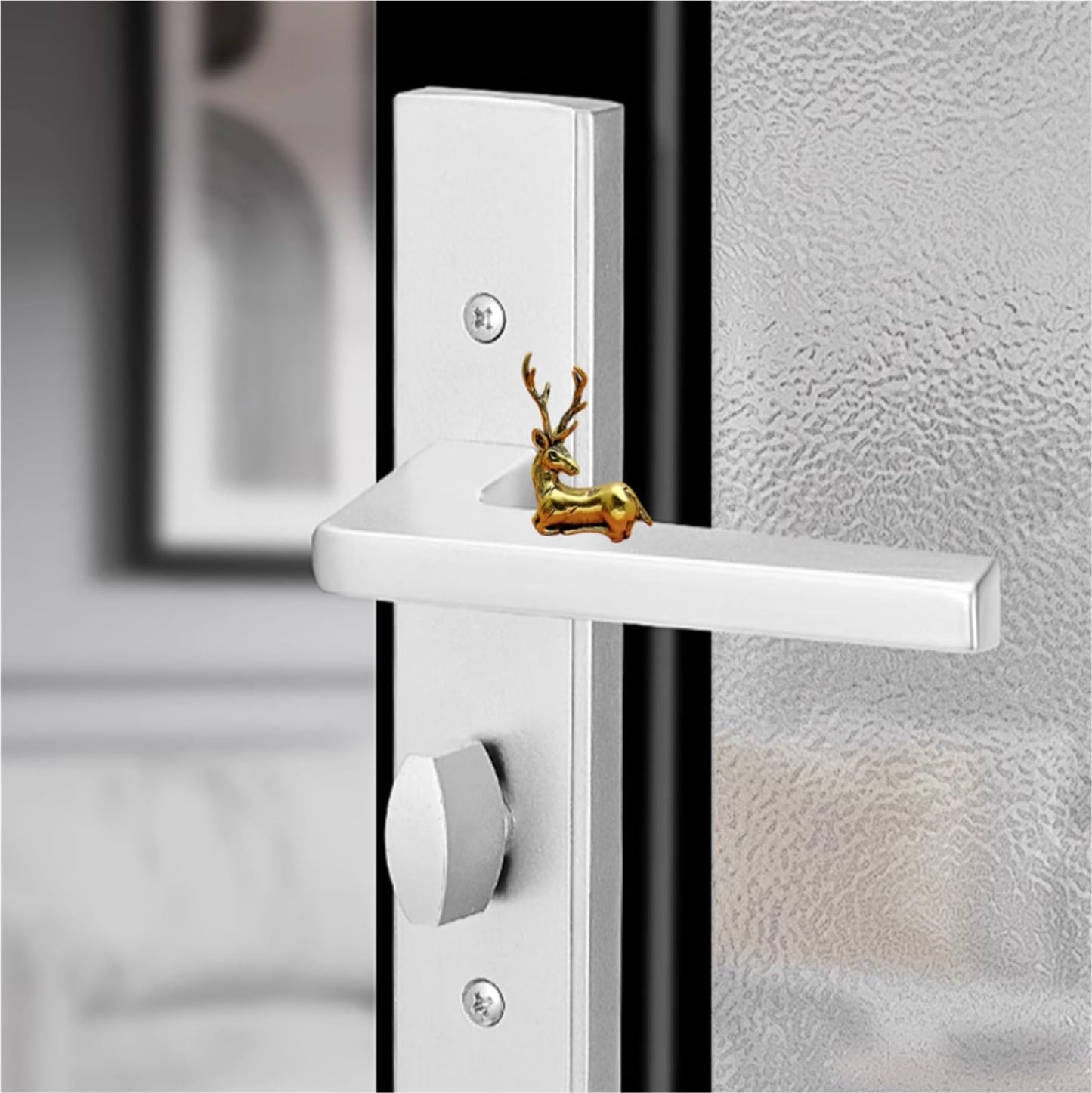 Brass Spotted Deer Door Hinge Heads Decorative Topper Metal Animal Ornaments Cute Magnetic Hinge Heads Figurines