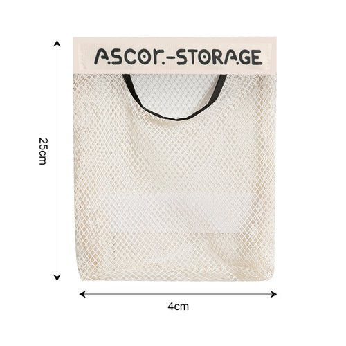 Hanging Mesh Storage Bag Wall Mounted Organizer for Bathroom Toiletries Shower Supplies and Daily Essentials Storage(Ascor-Storage Beige)