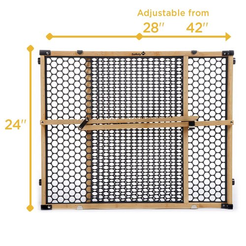 Safety 1st Bamboo Baby Gate for Doorways, No Drill Gate with Door, Dog Gates, Fits 28"-42", 24" High, Bamboo and Black