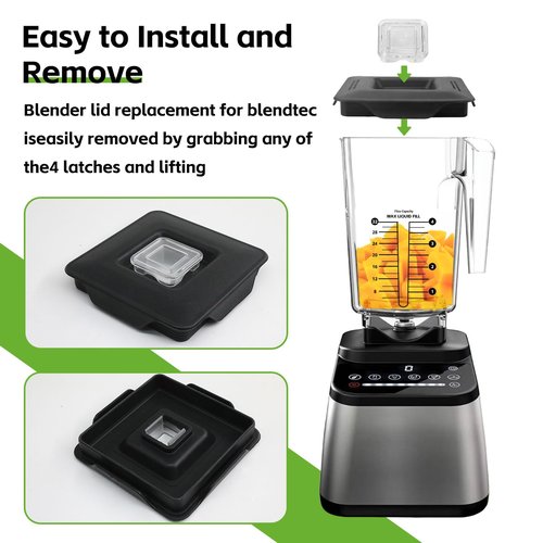 Blender Top Lid Replacement for Blendtec Commercial Compatible with Blendtec Commercial WildSide+ & FourSide Jars Part #40-310 Blender Vented Latching Cover with Center Cap