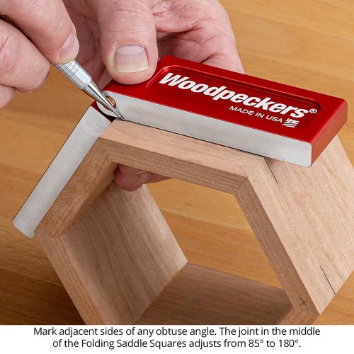 Woodpeckers Folding Saddle Square, Mini Size, Transfer Layout Lines Around Corners, Perfect for Tenons, Dowels, Angled Joinery
