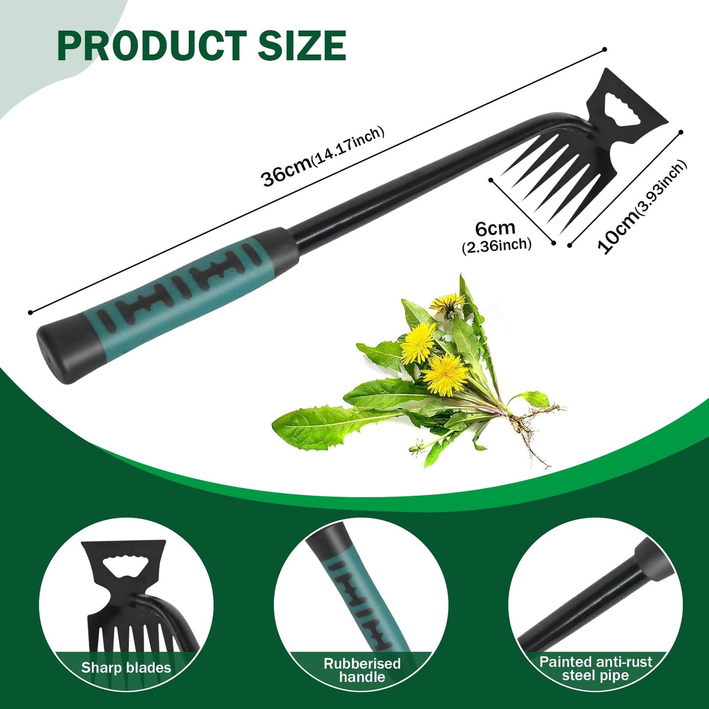 Pnylqo Weed Remover Tool,Portable Garden Weeder Tool,2026 New Gardening Weeding Tools,for Garden Hand Tools for Vegetable Gardening Backyard Farm Planting & Uprooting Weeding Tool (6 Teeth)