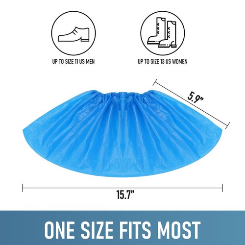 Buself Shoe Covers Disposable Non Slip - Pack of 100 (50 Pairs), Premium Waterproof and Recyclable Shoe Booties Covers for Indoors, Fits Up To 11 US Men and 13 US Women Size