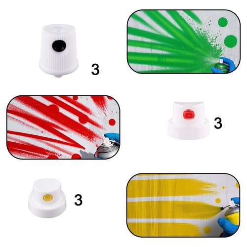 24pcs Spray Can Nozzle, Universal Spray Paint Caps Adapter for Female Cans Spout Bottle Nozzle Replacement for Wall Graffiti Art Creation Painting
