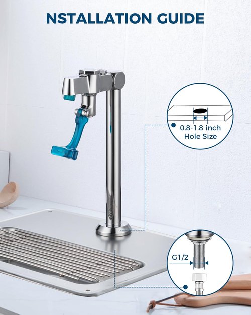 Phivan Glass Filler Faucet Deck Mount 9 Inch Push-Back Drinking Water Filling Faucets with Adjustable Flow, Brass, G1/2" Male Shank Commercial Faucet for Bar, Diner, Kitchen, Restaurants & Coffee