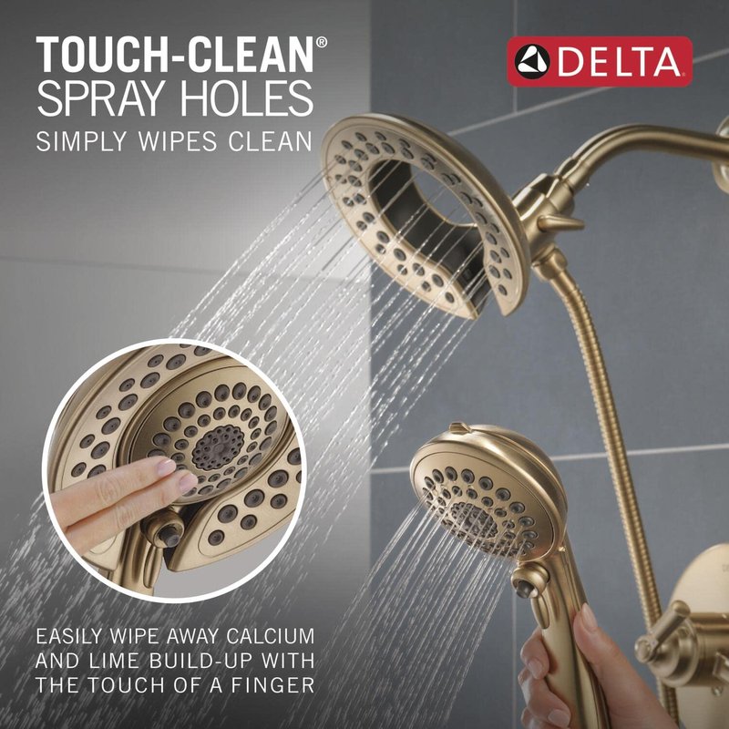 Delta Saylor 17 Series Brushed Gold Dual-Function Shower Faucet Set with In2ition 2-in-1 Dual Shower Head with HandHeld Spray Combo, Valve Trim Kit, Champagne Bronze T17235-CZ-I (Valve Not Included)
