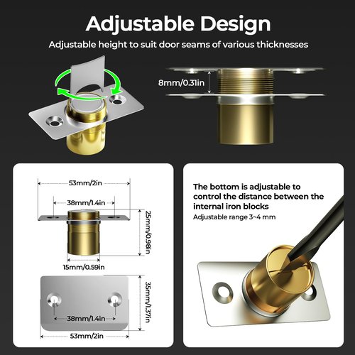 Tonitrui Silent Ball Catch, Adjustable Strong Magnet Door Catch，Using Noise Free, Replacing Door Ball Catch, with Identical Installation Dimension(2 Pack, Silver)