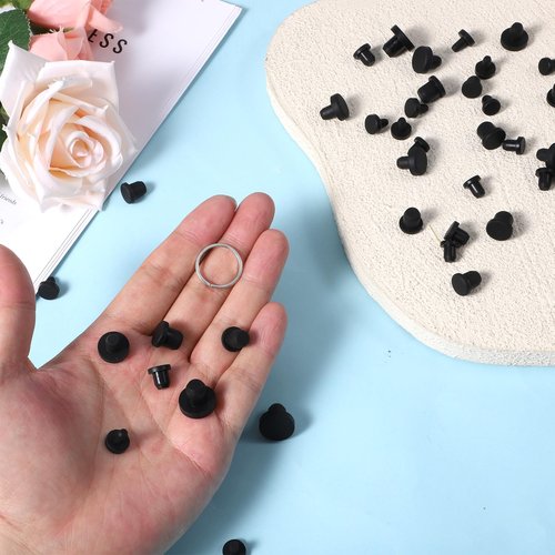 70 Pcs Silicone Rubber Hole Plug, 7 Sizes Round Rubber Button Hole End Covers, Silicone Plugs, Black High Temp T-Type Hole Plug, Soft Flexible Stopper, Waterproof & Sealing