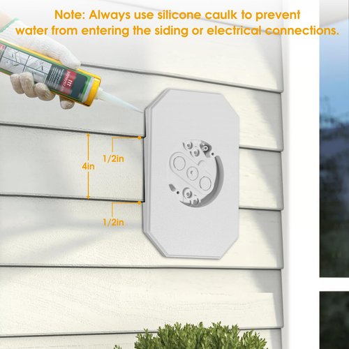FreeCat Siding Mounting Kit,8141DBL Light Mounting Block with Built-in Box for 1/2 inch Lap Double Vinyl Siding,White,Pack of 2