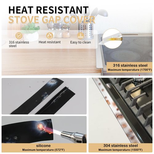MOFINO Stove Gap Covers 316 Stainless Steel Stove Gap Filler Oven Side Gap Filler Between Stove and Counter Slide In Range Trim Kit for Kitchen 2 Pack(23.2” Silver)