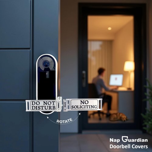 Nap Guardian - The Original - Invented in USA - Universal Fitting Doorbell Cover that Rotates from DO NOT DISTURB to NO SOLICITING - Easy to Install, No Tools Needed - Sign Blocks Any Button Type Ring