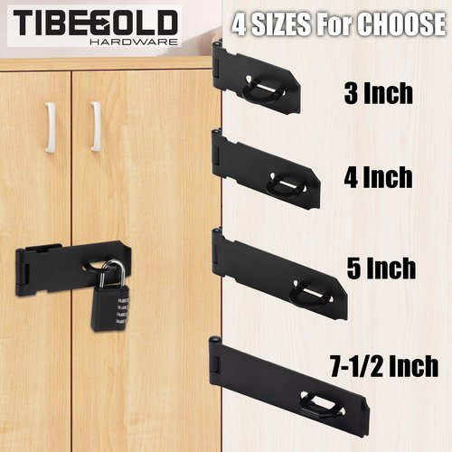 TIBEGOLD 3 Inch Door Lock Hasp Latch, Security Packlock Clasp Hasp Lock Latch, Stainless Steel Gate Lock Hasp for Outdoor Fence Gate,Barn Door, Cabinet, Drawer, Brushed Finish with Screws, 1 Pack
