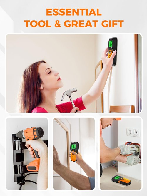 Mecurate Stud Finder Wall Scanner Sensor - 5 in 1 Electronic Stud with LCD Display & Audio Alarm for Wood AC Live Wire Metal Studs Detection Joist Pipe