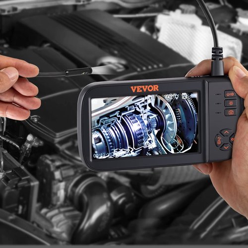 VEVOR Borescope Triple Lens Endoscope Camera with Light, 4.5" Screen 1080P Inspection Camera with 10 LED Light, IP67 Waterproof Drain Snake Cameras for Auto, Plumbing(16.5FT Cable, 32GB Card)