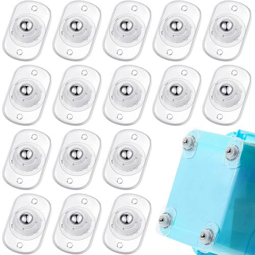 Honoson 16 Pcs Self Adhesive Caster Wheels Appliance Rollers Appliance Sliders for Kitchen 360° Swivel Universal Wheel Mini Small Kitchen (Clear with 1 Steel Ball Style)