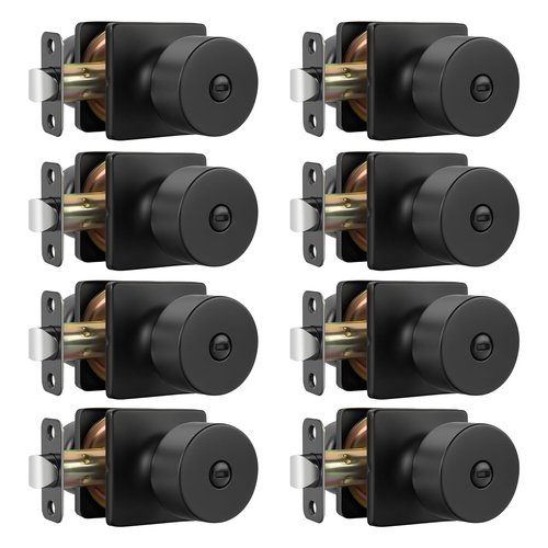 goldenwarm Matte Black Door Knobs Interior, Privacy Door Knob for Bedroom Door Knob, Black Interior Door Knobs Privacy Lock 8 Pack