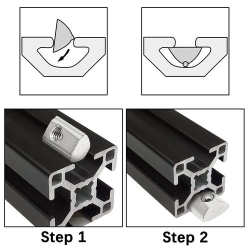 Rierdge 50 Pcs 2020 Series M5 Half Round Roll in Spring T Nuts, Roll in Spring Loaded T Nut for European Standard 20 Series 6mm T-Slot Aluminum Extrusion Profile