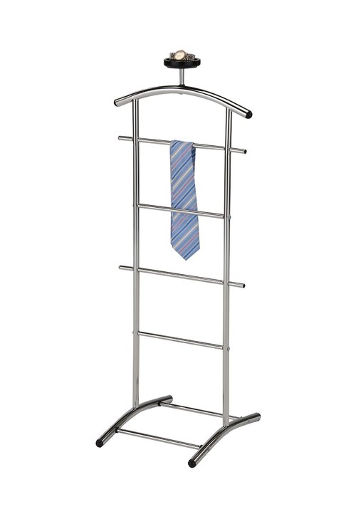 KB Designs - Suit & Tie Freestanding Valet Stand Clothing Organizer Rack, Chrome