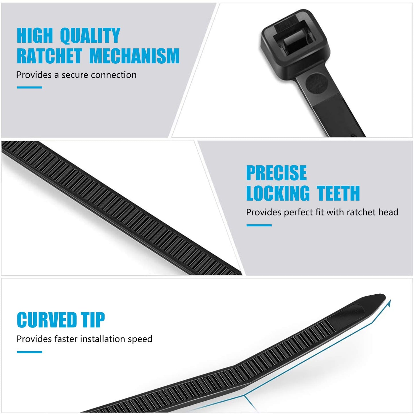 Zip Ties 12 inch (1200 Pack), Black, 50lbs Tensile Strength, UV Resistant Cable Ties for indoor and outdoor by Karoka
