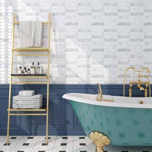 FunStick 15pcs Peel and Stick Subway Tile Backsplash for Kitchen Wall 12x12 Removable Marble Grey White Peel and Stick Tile for Bathroom Shower Renters Self Adhesive Back Splash Stick on Tiles Sticker