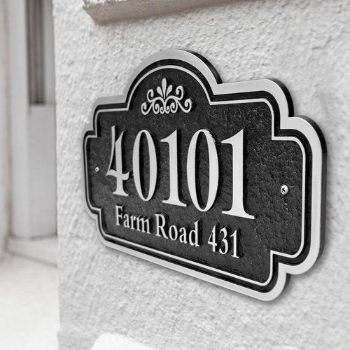 Custom House Address Sign for Outside, Personalized Address Plaque Outdoor, Used for Home,Street, House (Black/Silver)