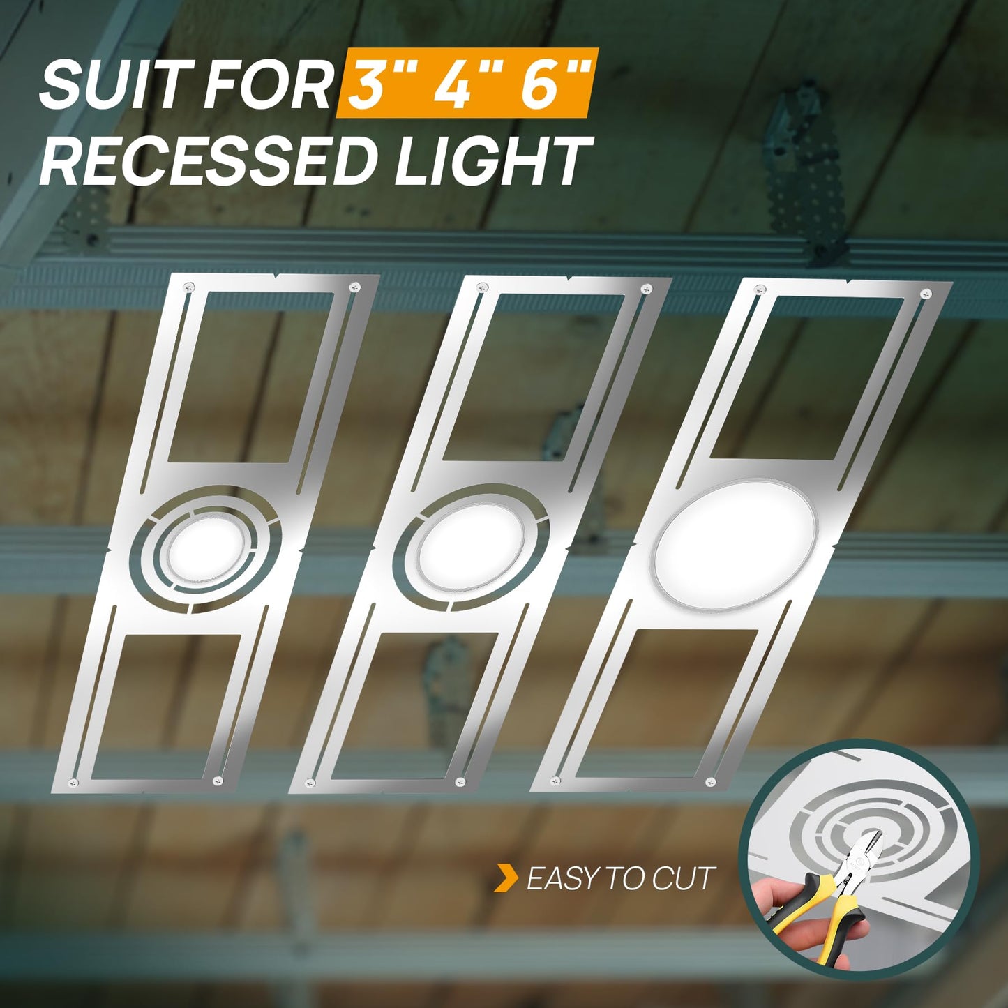 24 Pack New Construction Mounting Plate for 3/4/6 inch LED Downlight,Slim Steel LED Recessed Galvanized Steel Recessed LED Light Plate