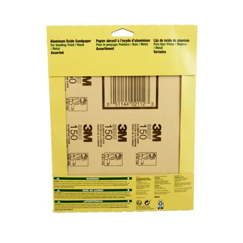 3M Aluminum Oxide Sandpaper, 5 Sheets, Assorted Grit 100-150-220, 9-in x 11-in, Multi-Purpose Abrasive Sanding Paper, For General Purpose Sanding On Paint, Wood and Metal (9005NA)