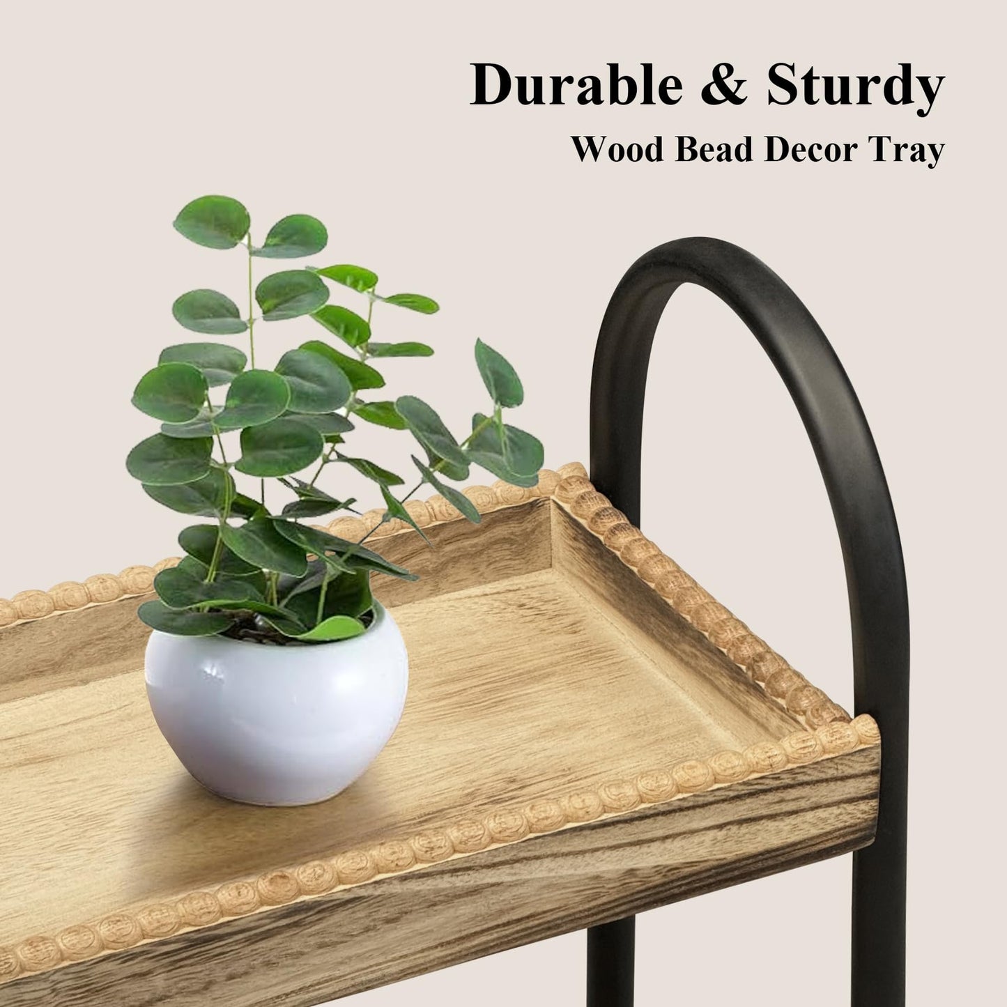 YIJUYO 2-Tier Bathroom Countertop Organizer, Wood Bead Storage Shelf, Mordern Tray, Bathroom Shelf and Decor, Vanity Tray for Living Room, Kitchen (3 Tier)