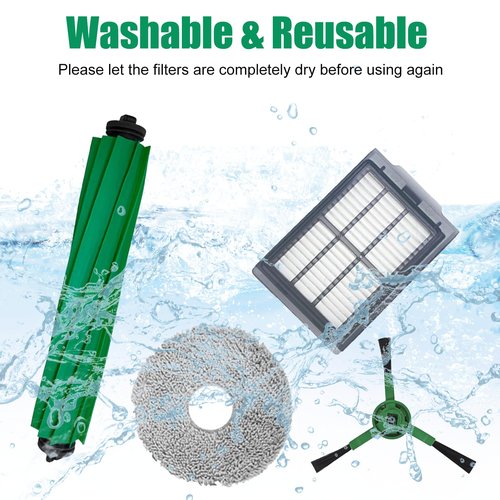 Dxyue 16Pcs Replacement Part Kit for iRobot Roomba Plus 405 Combo/ 505 Combo Robot Vacuum, 1 Rubber Brush 4 Mop Cloth 4 Dust Bag 3 Filter 4 Side Brushes