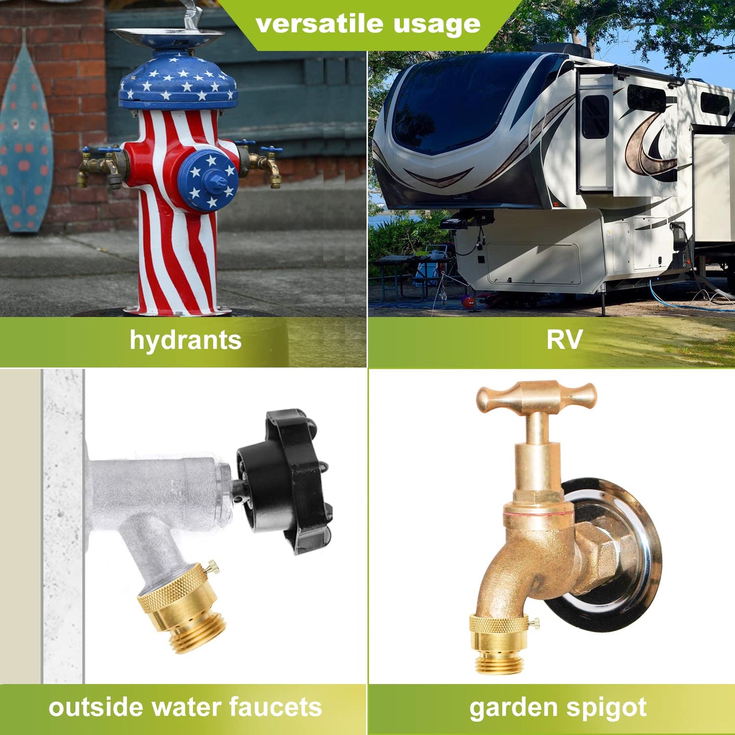 SUNGATOR Anti Siphon Valve, Hose Bib Vacuum Breakers Set, 3/4 Inch Backflow Preventer for Garden Spigot, RV, Solid Brass Anti-Backflow Valve with Sealing Tape (4-Pack)