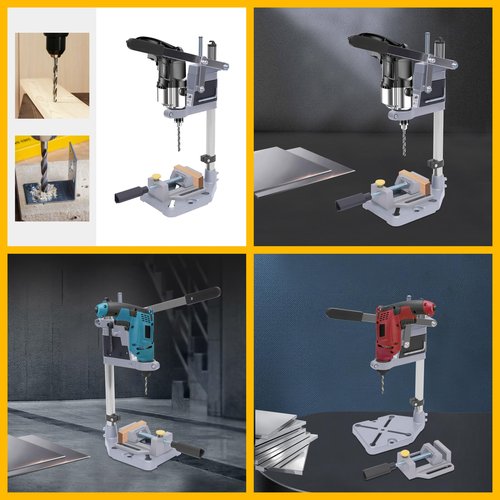 Floor Drill Press Stand w/Fixture, 60mm/2.3in Stroke Desktop Aluminum Alloy Drill Presses Stand, Put/Fixed on Workbench Mini Holder for 1.4-1.6" Collar Diameter Electric Drilling Machines