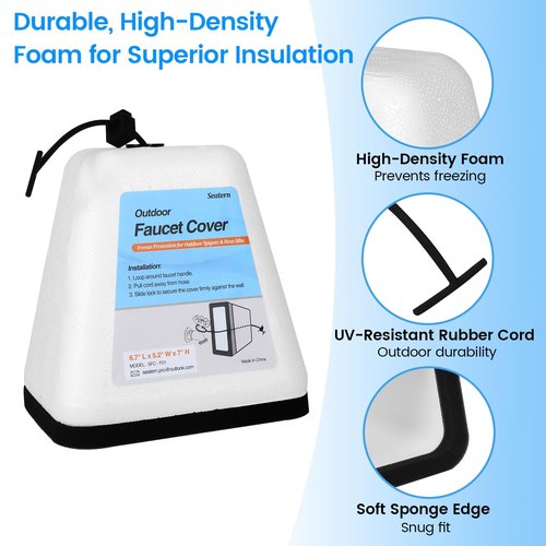 Seatern Outdoor Foam Faucet Covers for Winter, Large Size 6.7" L x 5.2" W x 7" H Freeze Protection Foam Spigot Protector (3 Pack) for Outside Water Spigot Insulation