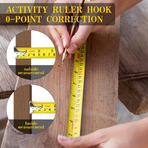 Steel Tape Measure Body 25 Ft Metric/Imperial Self Centering Mini Soft Measuring Tape with Retractable Blade and Lock Button