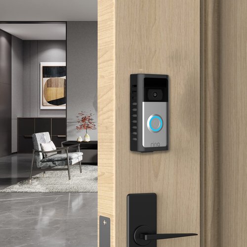 PUUUCI No-Drill Doorbell Mount for Ring Battery Video Doorbell 2/3/4/(2020 Release)/(2024 Release)/Plus/Pro, Adhesive Steel Metal Doorbell Mounting Bracket Accessories for Apartment, Home, Business