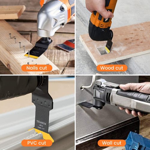 JTWEB Titanium Oscillating Tool Blade, 10PCS Oscillating Saw Blades Metal Cutting Multi Tool Blades Kits Wood and Metal Nails Plastic, Multitool Blades for Milwaukee Bosch Dremel Rockwell