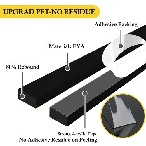 fowong Air Conditioner Window Seal 1 Inch X 1 Inch, Thick AC Weather Stripping High Resilience Foam Sealing Tape Adhesive AC Window Seal Kit 6.5ft Long (6.5ft x 2 Rolls, Black)