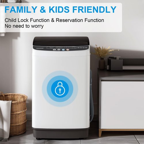 DOGHLY 2.2 Cu. Ft.Portable Washing Machine with 10 cycles, 17 Lbs Capacity Full Automatic Washer and Spinner Combo, Compact Laundry Washer for Apartment RV Dorm