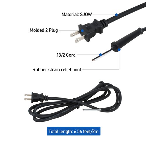 Power Tool Replacement Cord for Makita Craftsman Saw,with Stripped Ends and Rubber Strain Relief Boot,6 1/2 FT