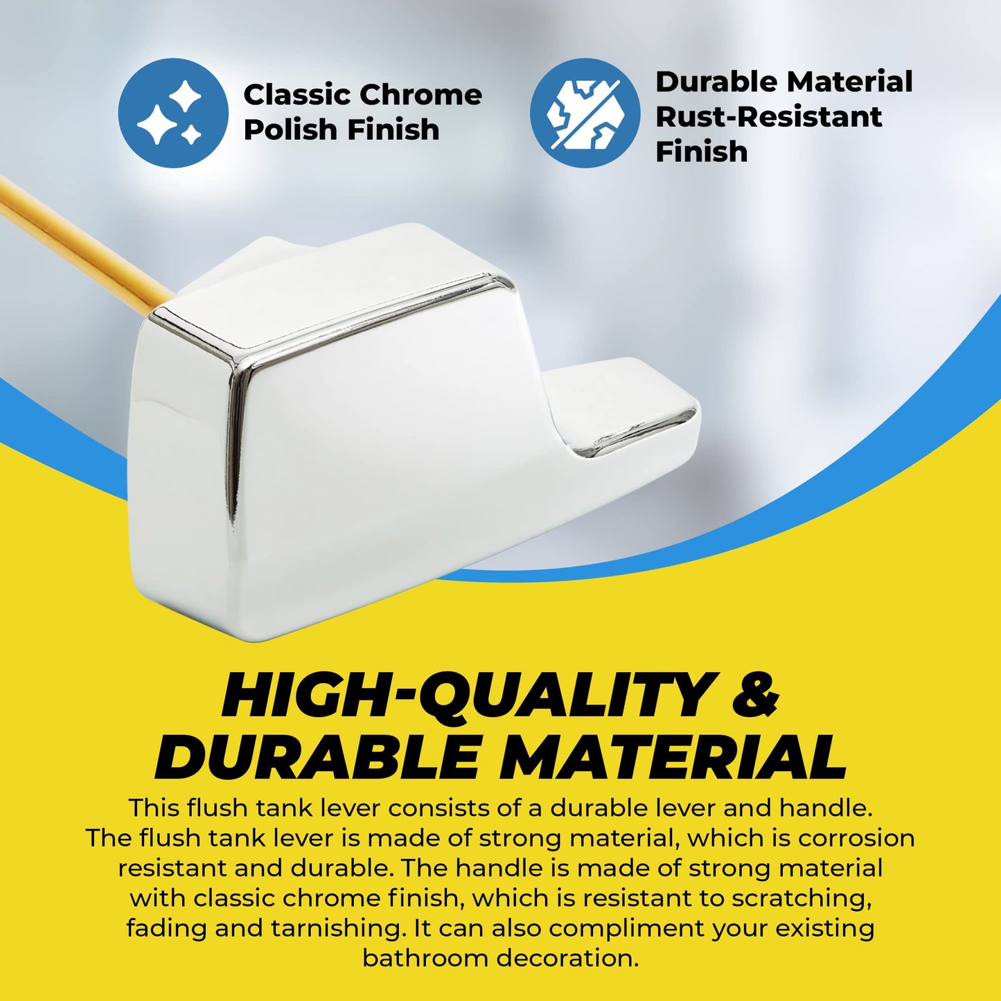 Qualihome TOTO Toilet Handle Replacement THU004-CP - Side Mount Toilet Handle Tank Flush Lever - Toilet Bowl Handles Side Mount - ELJER Toilet Handle Replacement - Chrome Polished