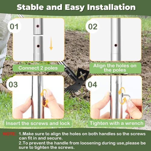 NICOFPHY Weed Puller Tool with Long Handle, 60" Manual Weeding Tools Gardening, 2 in 1 Hand Weed Rake and Hoe Garden Weeder Tool, Uprooting Pulling Weed Remover Tool for Yard, Patio, Lawn and Garden