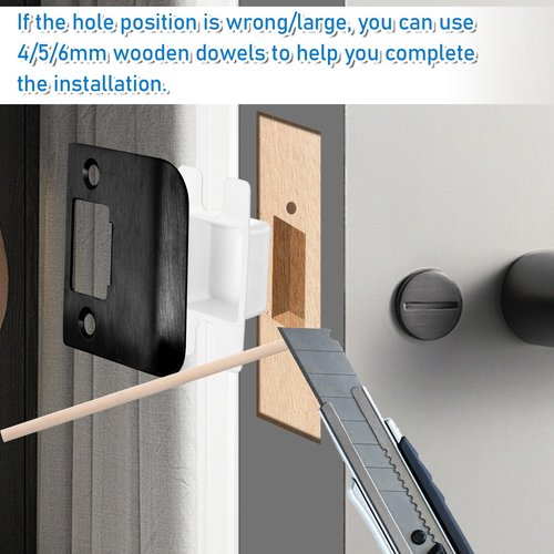 Door Strike Plate, Extended Lip Strike Plate, 2-1/4" x 2-1/4"Extender Lip Latch Strikers with Star Screws, Wooden Stick and Dust Box