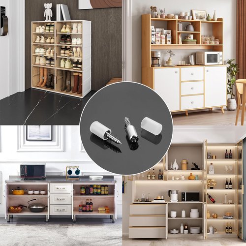 20 Pcs Self Tapping Screws Cabinet Laminate Support, Shelf Pins with Non-Slip Sleeve, Cabinet Shelf Pegs for Kitchen Utensils, Bookcases and Wardrobes, Fixed Support Self - Tapping Cross Screw