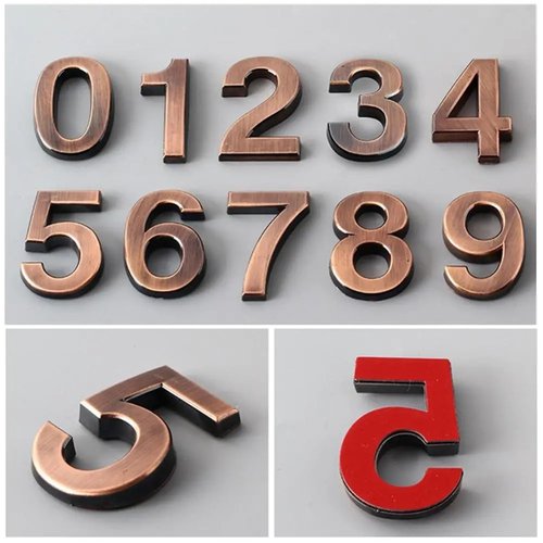 Self Adhesive House Numbers 3D Bronze/Grey ABS Mailbox Numbers Sign 2 Inch Modern Door Number Sticker for Outside Address Hotel Yard Post Room Office Outdoor Decoration(Bronze 9)