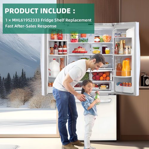 Upgraded MHL61952333 Refrigerator Glass Shelf Compatible with lg Refrigerator Shelf Replacement Glass Shelf Insert Crisper, Tempered Glass Crisper Drawer Cover