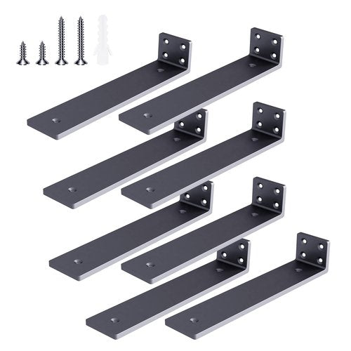 KLOMPAR Heavy Duty Shelf Brackets L6 x H1.6 x W2, (1/5'' Thick) Brackets for Shelves, Metal Shelf Brackets Shelving Brackets 8 Pack