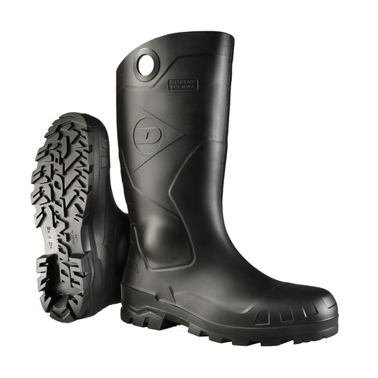 DUNLOP Chesapeake Rubber Boots Plain Toe for Men & Women – PVC - Waterproof - Lightweight Garden, Fishing & Rain Boots with Wide Calf – Black – Size 3–24